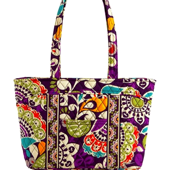 NWT Vera Bradley MANDY Tote Bag in RETIRED Plum Crazy Multi Color - Picture 2 of 5